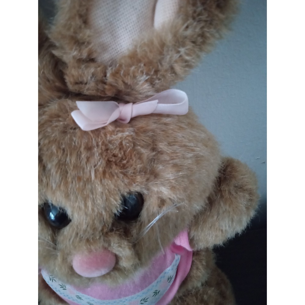 Vintage 1988 Fairview Industrial Corp Plush Bunny Rabbit Brown Pink Shirt Bow - Picture 4 of 10
